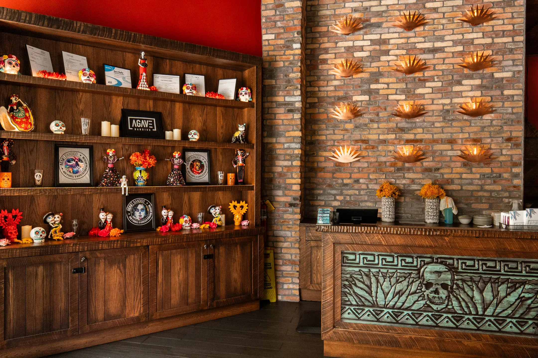 The bar and dining room at Agave Bandido